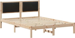 vidaXL Ágykeret fejtámlával Fekete 150 x 200 cm Tömör fenyőfa