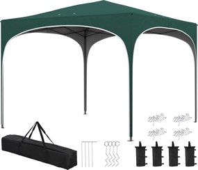 Outsunny Pop-up Kerti Pavilon 6-9 Fő Részére, 3x3m Összecsukható Pavilon Állítható Magassággal és Hordtáskával, Fém Váz Kötéllel, Cövekkel és Homokzsá