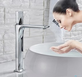 Fürdőszobai csaptelep EYN VU1610 magas és alacsony kivitelben, többféle felülettel, például krómmal és matt feketével — Króm — 33 cm – szabadon álló mosdóhoz