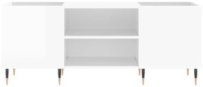 magasfényű fehér szerelt fa hanglemezszekrény 121x38x48 cm