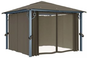 tópszínű alumíniumpavilon függönnyel/LED fényfüzérrel 3 x 3 m