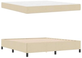 Boxrugós ágy Krém és fekete 180 x 200 cm Textil és mérnöki fa
