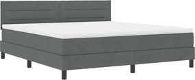 vidaXL Boxrugós ágy matracmal leddel Sötétszürke 180 x 200 cm szövet