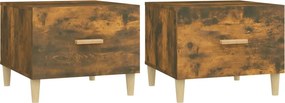 vidaXL 2 db füstös tölgy szerelt fa dohányzóasztal 50 x 50 x 40 cm