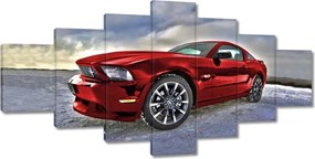 Vászonkép 210x100 Piros Mustang Hó