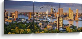 Kép - panoráma Rotterdam, Hollandia (órával) (90x30 cm)