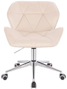 HR111K Krémszínű modern velúr szék krómozott lábbal