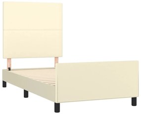krémszínű műbőr ágykeret fejtámlával 100 x 200 cm