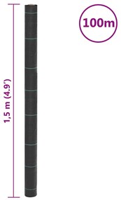fekete PP talajtakaró membrán 1,5x100 m