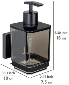Fekete öntapadós műanyag szappanadagoló 340 ml Quadro – Wenko