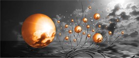 Narancssárga absztrakt gömbök képe (120x50 cm)