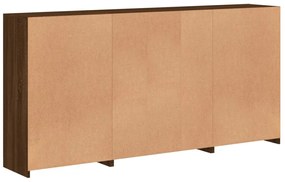 barna tölgy színű tálalószekrény LED-ekkel 202 x 37 x 100 cm