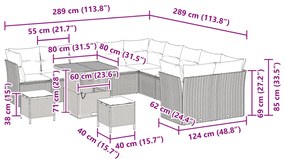 13 Darabos Kertibútor Szett Párnákkal Bézs Poli Rattan Akác, 3 Darabos Kert Étkezős Szett Párnákkal Bézs Poli Rattan Akác