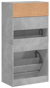betonszürke szerelt fa cipőszekrény 60x34x116 cm