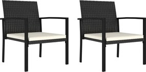 vidaXL 2 db fekete polyrattan kerti étkezőszék