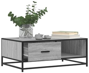 Szürke sonoma szerelt fa és fém dohányzóasztal 90 x 57 x 35 cm