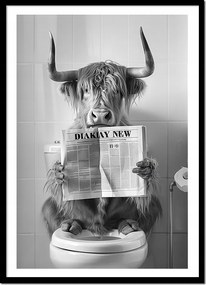 Vászonkép Poszter Keretben Fürdőszoba Wc bölény újság P2535_33x43