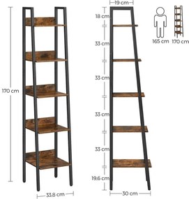 Könyvespolc NAVARO barna/fekete