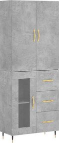 vidaXL betonszürke szerelt fa magasszekrény 69,5 x 34 x 180 cm
