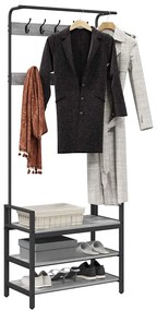 Kabáthorog polcokkal Szürke sonoma 75 x 34 x 184 cm Faanyag