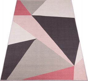 Szőnyeg Rózsaszín-szürke 200X300 CM Geometrikus Divatos Minta Csúszásgátló Divatos