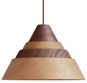 Tömörfa függőlámpa kábellel 1xE27/60W/230V, Ø 33 cm, tölgy / dió / kaucsukfa