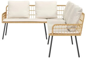 L-alakú kanapé természetes 231x173x78 cm polirattan