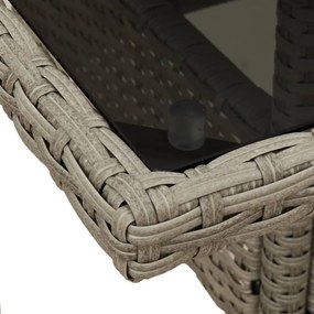 világosszürke polyrattan üveglapos kerti asztal 80 x 80 x 75 cm
