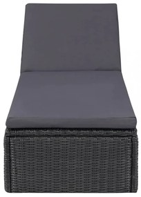 sötétszürke polyrattan napozóágy