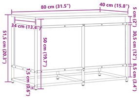 szürke sonoma szerelt fa tárolóláda fedéllel 80x40x51,5 cm