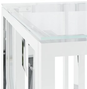 Üveg és rozsdamentes acél dohányzóasztal 110x45x45 cm