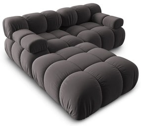 Sötétszürke bársony sarokkanapé Bellis – Micadoni Home