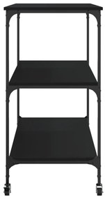 fekete szerelt fa konyhai kocsi 102 x 50 x 95 cm