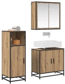 Fürdőszoba bútor szett 3 pcs kézműves tölgy 60 x 33 x 60 cm