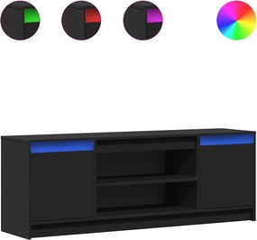 vidaXL fekete szerelt fa TV-szekrény LED-ekkel 139,5 x 34 x 50 cm