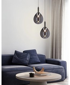 Szürke LED függőlámpa üveg búrával Lukka – Candellux Lighting