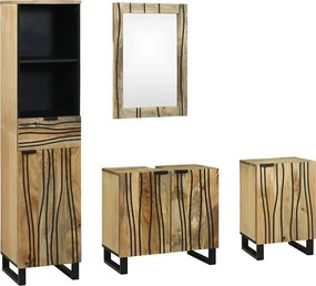 Fürdőszoba bútor szett fiókkal polcokkal 4 pcs Barna Faanyag