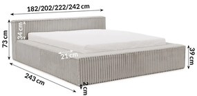 Szürke kárpitozott ágyneműtartós franciaágy ágyráccsal 140x200 cm Cloe – Ropez