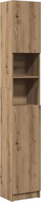 vidaXL kézműves tölgyfa fürdőszobaszekrény 32 x 25,5 x 190 cm redőzött fa