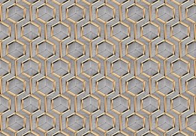3D fotótapéta geometria fa fém 416 x 254
