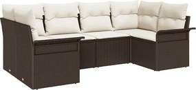 vidaXL Kerti Kanapé Szett párnával tárolóval 6 pcs Barna Poli rattan