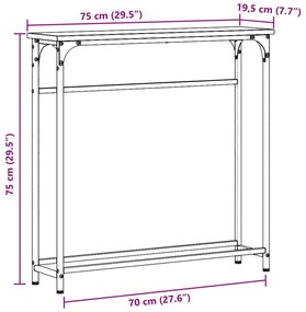 vidaXL Konzolasztal Régi Fa 75x19,5x75 cm Műgyanta és Acél