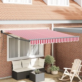 Automatikus Behúzható Napellenző Piros és Fehér Csíkos 300x250 cm