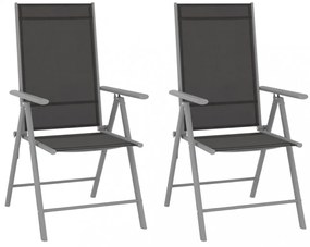 2 db fekete összecsukható textilén kerti szék