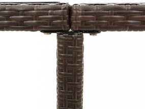 barna polyrattan és üveg kerti asztal 109 x 107 x 74 cm