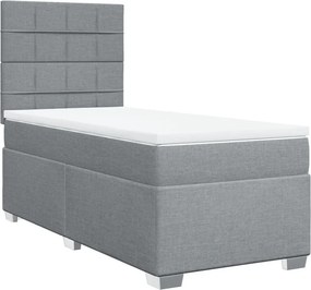 vidaXL világosszürke szövet rugós ágy matraccal 90 x 200 cm