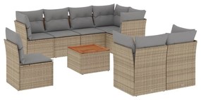 9 részes bézs polyrattan kerti ülőgarnitúra párnákkal