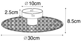 Rusztikus mennyezeti és fali lámpa fekete rattannal 30 cm - Kata