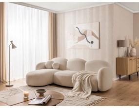 Világosbarna buklé sarokkanapé (bal oldali-heverő résszel) Orbit – Ropez