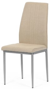Scaun de sufragerie, tapițerie din material bej, picioare din metal gri